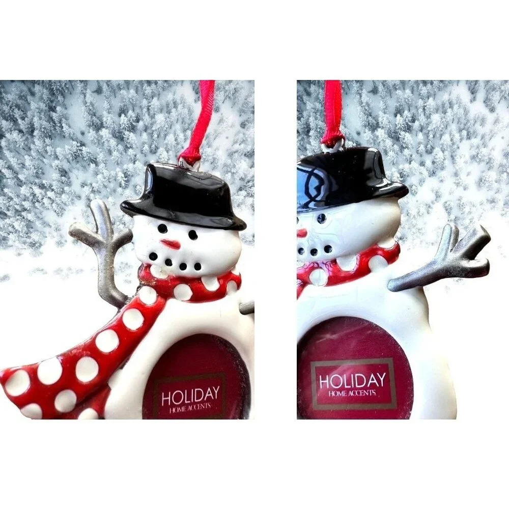 Vintage Snowman Ornament Holiday Home Accents Picture Frame Christmas Valentine